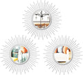 3 Set Sunburst Mirrors for Wall Decorative Metal Mirrors Small Mirror Sets by Cityelf