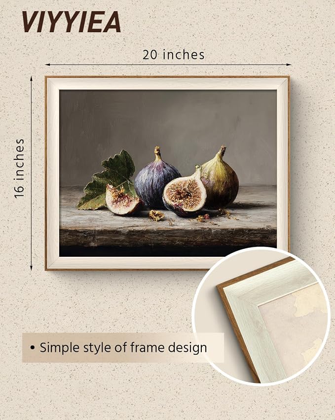 VIYYIEA Framed Wall Art for Living Room, Still Life Fig Canvas Prints, Rustic - Image 5