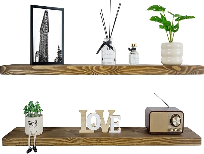 BGMG Floating Shelves for Wall 48 inch Long Set of 2, Wide Rustic Wooden Wall - Image 6