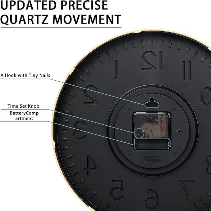 Wall Clocks Battery Operated 10 inch Modern Wall Clock, Silent Non Ticking Wall - Image 5