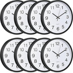 Inbagi 8 Pcs Wall Clock Bulk Large Silent Battery Operated Classroom Clocks by Inbagi