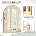 Arched Wall Mirror 36x24 Inch Gold Bathroom Vanity Mirror - Image 3