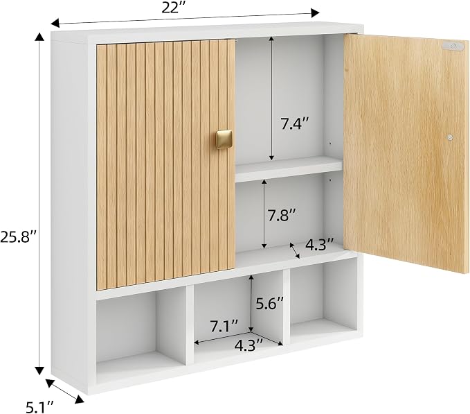 Bathroom Wall Cabinet, Wooden Medicine Cabinet - Image 2