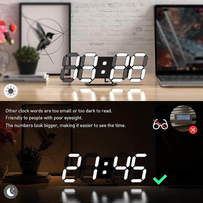 3D LED Clock Desk Alarm Clock Wall Clock - Image 2