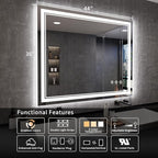 LED Mirror, 44x36 Inch Gradient Front and Backlit Lighted Mirror, 3 Colors - Image 2