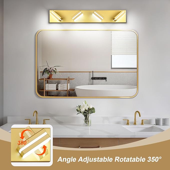 Modern LED Bathroom Lights Fixtures 4-Light, Metal Gold Acrylic Wall Lighting - Image 2