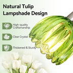 3-Light Vanity Lights with Green Tulip Glass Shade, Brushed Nickel Bathroom - Image 3