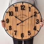 EMAX HOME Large Old Town Farmhouse Wall Clock 24 Inch Rustic Antique Wood - Image 2