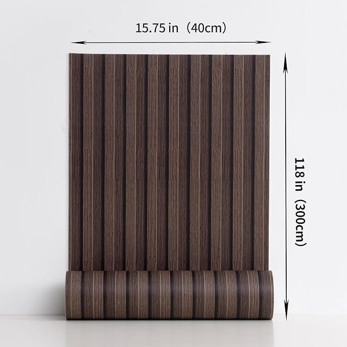 Haimin Wood Grain Slat Wall Panels Peel and Stick Faux Wood Thick Wallpaper - Image 3