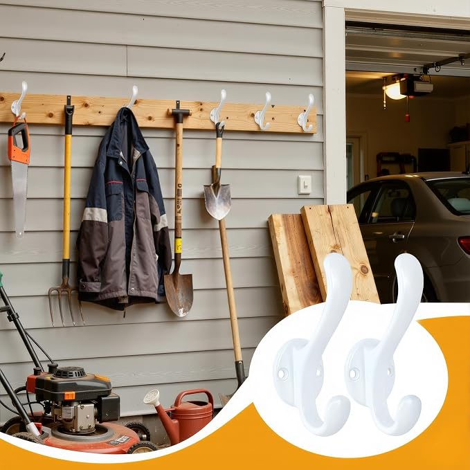 6 Pack Coat Hooks Wall Mount Heavy Duty Utility Retro Double Hooks - Image 9