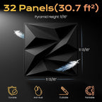 Sonicism Wall Panels Upgrade 32 Pack, 0.7”x11.8”x11.8”Pyramid 3D Wall Panels - Image 5