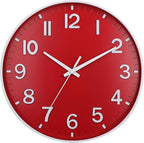 HZDHCLH Red Wall Clocks Battery Operated, 12 inch Silent Non Ticking Modern by HZDHCLH