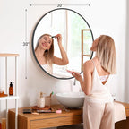 NEWBULIG Round Bathroom Mirror for Over Sink, 30 Inch Wall Mount Vanity Circle - Image 2
