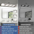 360° Rotate LED Bathroom Vanity Light Fixtures, 2100LM Acrylic Brushed Nickel - Image 6