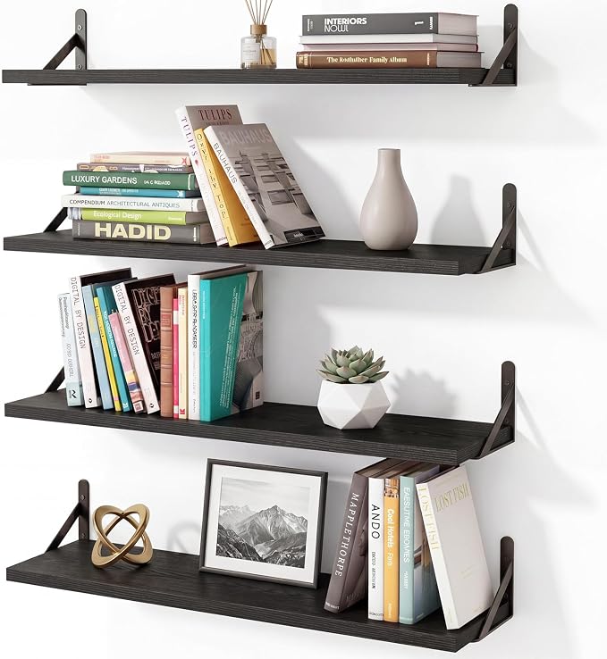 YGEOMER Floating Shelves for Wall, 23in Black Wall Shelves for Living Room by YGEOMER