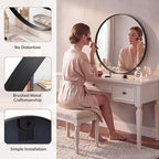 NEWBULIG 28-Inch Round Wall Mirror, Bathroom Wall Circle Mirror - Image 5