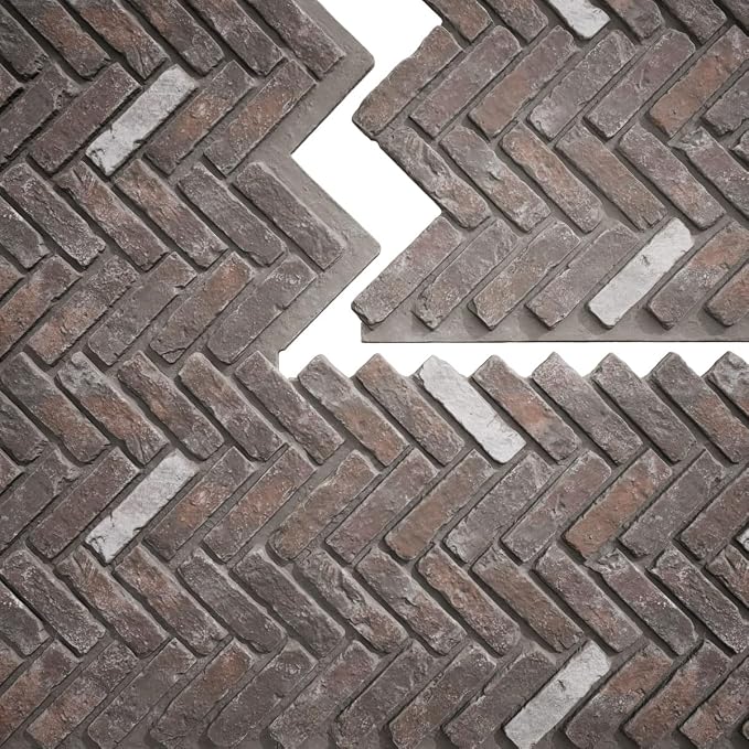 EverStone Herringbone Faux Brick Panel, 46 1/2"W x 25 1/4"H x 1"D, French - Image 9