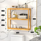 Domax Bamboo Bathroom Shelf 3-Tier Wall Mount Storage Rack Multifunctional - Image 3