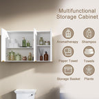 ChooChoo 3-Door Bathroom Wall Cabinet, Fluted Kitchen Wall Cabinet - Image 8
