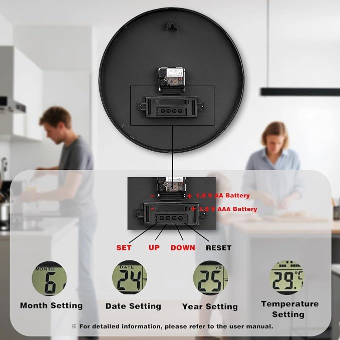 AKCISOT Wall Clock 12 Inch, Non-Ticking Silent Battery Operated Analog - Image 8