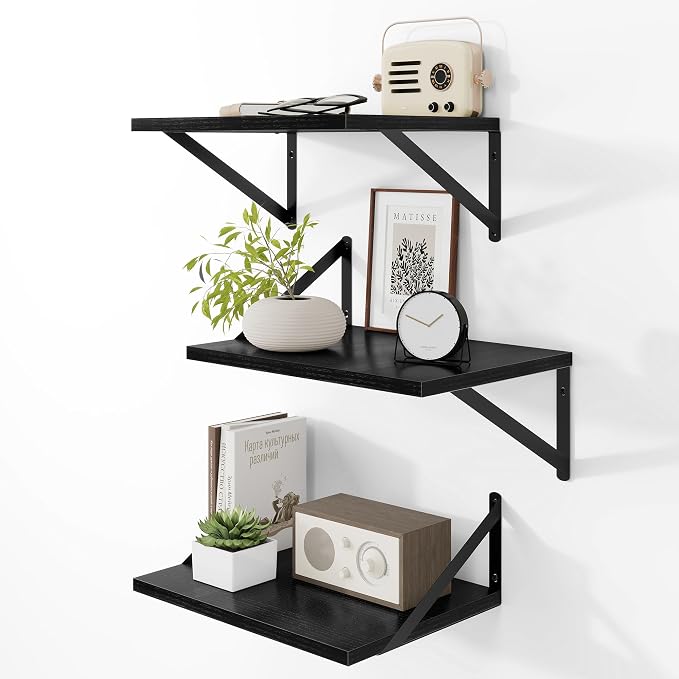 Heimlove Deep Floating Shelves for Wall, 12 Inch Deep Floating Shelves Set of 3 by Heimlove