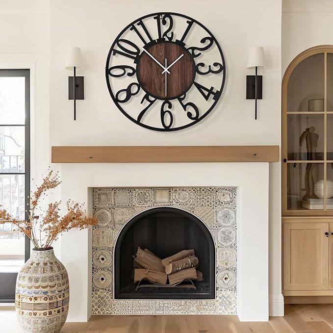 Maxstar Large Round Wall Clock for Living Room Decor Battery Operated Non - Image 5