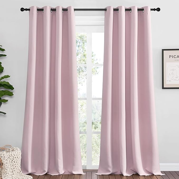 NICETOWN Baby Pink Blackout Curtains 120 inches Length by NICETOWN