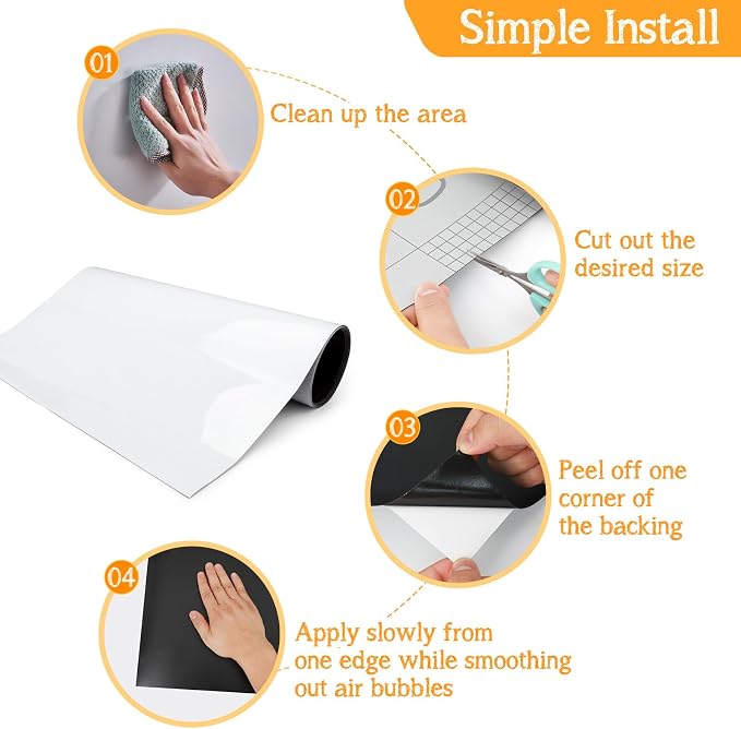 Magnetic Whiteboard Contact Paper 79"x18" Adhesive Magnetic Dry Erase White - Image 3