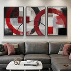 Large Framed Red Black White Abstract Wall Art by Cuspin
