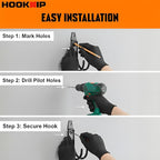 Pack 13 Garage Hooks Heavy Duty | Multi-Sized Wall-Mounted Tool Hangers - Image 5