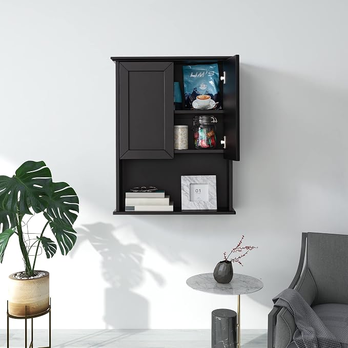 VANIRROR Black Bathroom Wall Cabinet 23x29 inch Wooden Bathroom Medicine Cabinet - Image 8