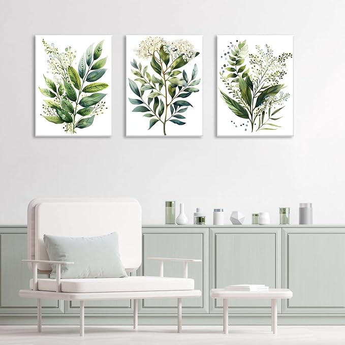 Bwodke Botanical Wall Art Plant Floral Watercolor Poster Canvas Prints Set of 3 - Image 8