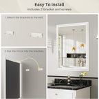 36x32 Inch White Bathroom Mirror - Image 7