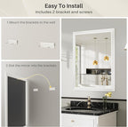 24x32 Inch White Bathroom Mirror - Image 6