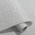 Yancorp 10ft Textured Fabric Gray Wallpaper Faux Grasscloth Grey Peel and Stick - Image 2