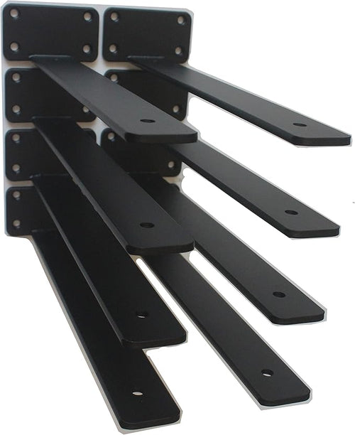 10 Pack - 12 inch Black Hidden L Shelf Bracket Iron Floating Shelf Brackets by MHMYDZ