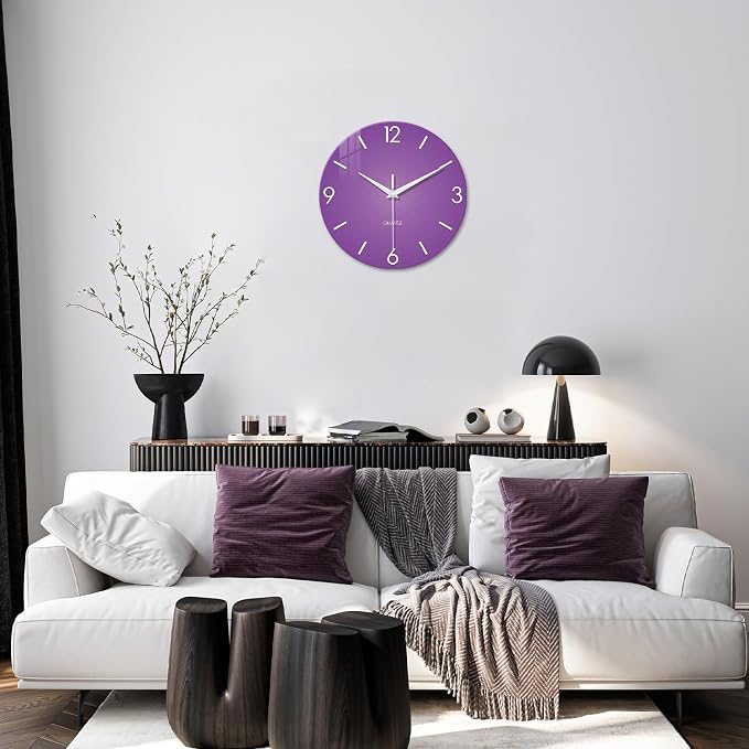 XFM Purple Wall Clock for Women Girls Bedroom 20 Inch Modern Simple Wall Clocks - Image 5