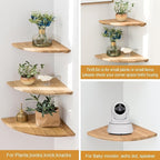 Corner Shelf, Solid Oak Wood Floating Corner Shelf Wall Mount Round End - Image 4