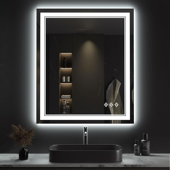 Lighted Mirror, 30x36 Inch Gradient Front and Backlit LED Mirror, 3 Colors by VanPokins-GlobalHighEndLEDBathroomMirrorBrand