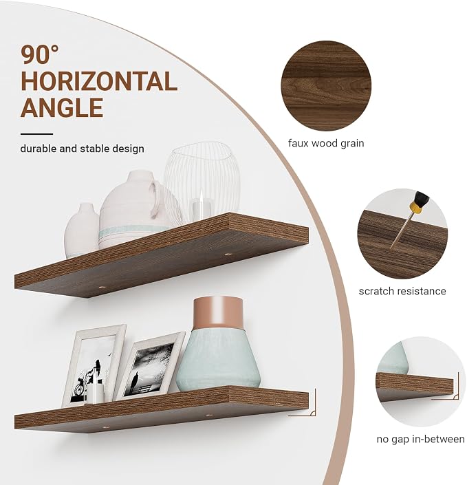 Heimlove Floating Shelves for Wall 36 Inches Long, 9.3" Deep Walnut Floating - Image 5