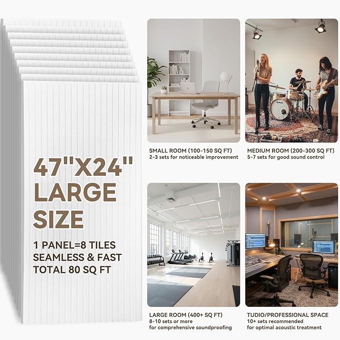10 Packs Acoustic Panels, Large 47" X 24" X 0.38" Soundproof Wall Panels - Image 6