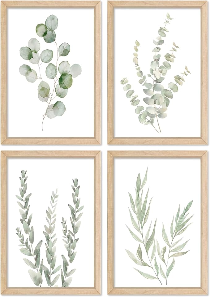 YWJKWLGS Botanical Watercolor Prints Sign Sage Green Eucalyptus Wall Decor by Unknown