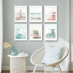 Framed Coastal Beach Wall Art for Living Room, 6 Piece Ocean Wave Surfboard - Image 5