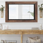 YOSHOOT Rustic Wooden Framed Wall Mirror, Natural Wood and Iron Bathroom Vanity - Image 6