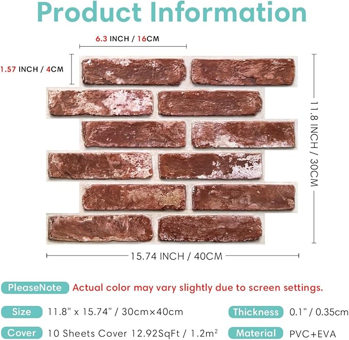 Commomy 3D Peel and Stick Brick, Ultralight Thin PVC Faux Brick Wall Panels - Image 5