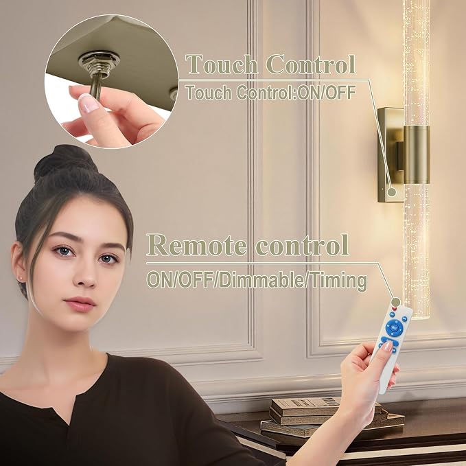camuucci Battery Operated Wall Sconces Set of 2 Rechargeable Battery Powered - Image 6