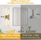 Indoi Brass Wall Sconces, Hardwired Bathroom Sconces Wall Lighting - Image 3