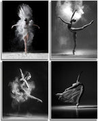 NCYEL 4Pcs Black and White Ballet Wall Art Girl Dancing Canvas Prints Elegant by NCYEL