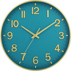 HZDHCLH Teal and Gold Wall Clocks Battery Operated 12 inch Silent Non Ticking by HZDHCLH