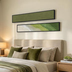 Long Narrow Framed Sage Green Vertical Abstract Wall Art Set, 2 Piece Modern - Image 3